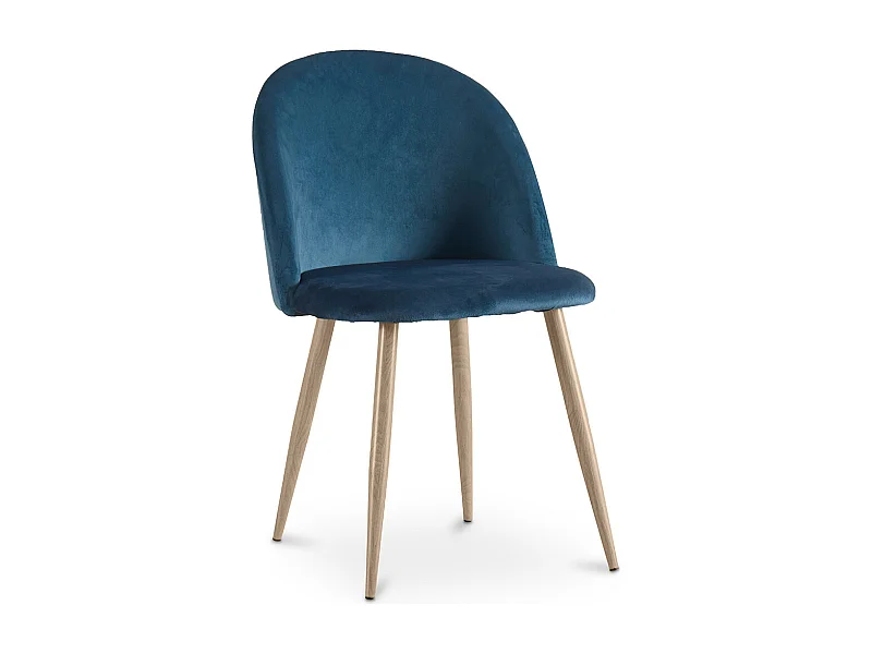 Chaise de salle à manger - Tapissée de velours - Style scandinave - Evelyne Bleu foncé