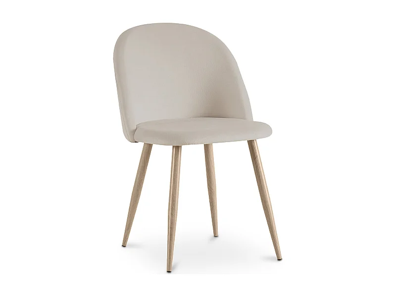 Chaise de salle à manger - Tapissée de velours - Style scandinave - Evelyne Beige