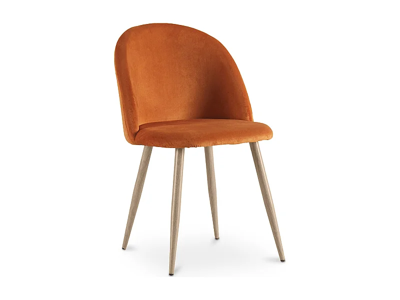 Chaise de salle à manger - Tapissée de velours - Style scandinave - Evelyne Orange rougeâtre