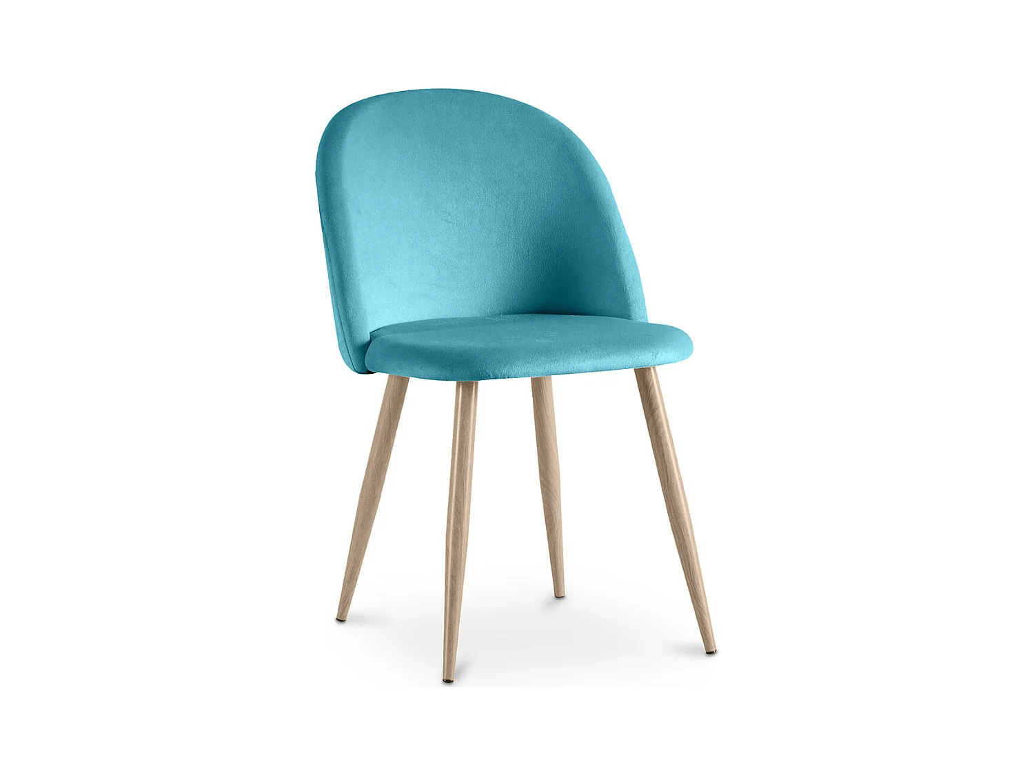 Chaise de salle à manger - Tapissée de velours - Style scandinave - Evelyne Turquoise