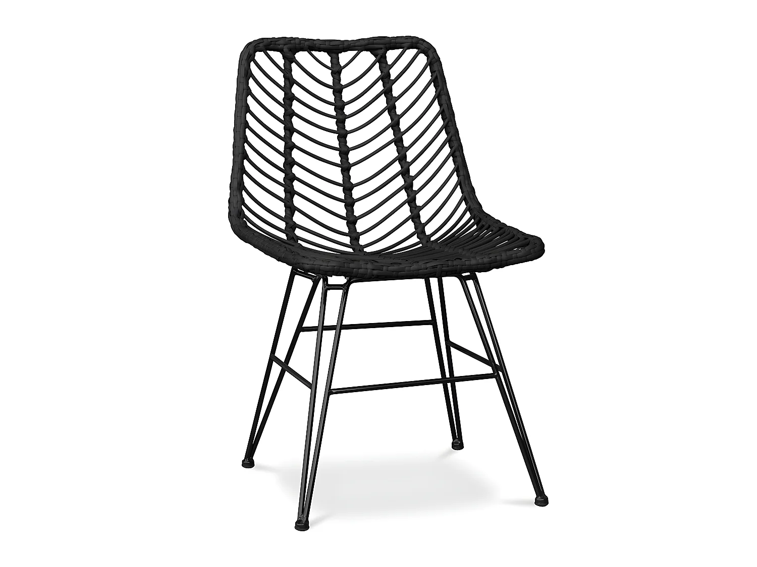 Chaise de salle à manger en rotin - Style Boho - Mia Noir