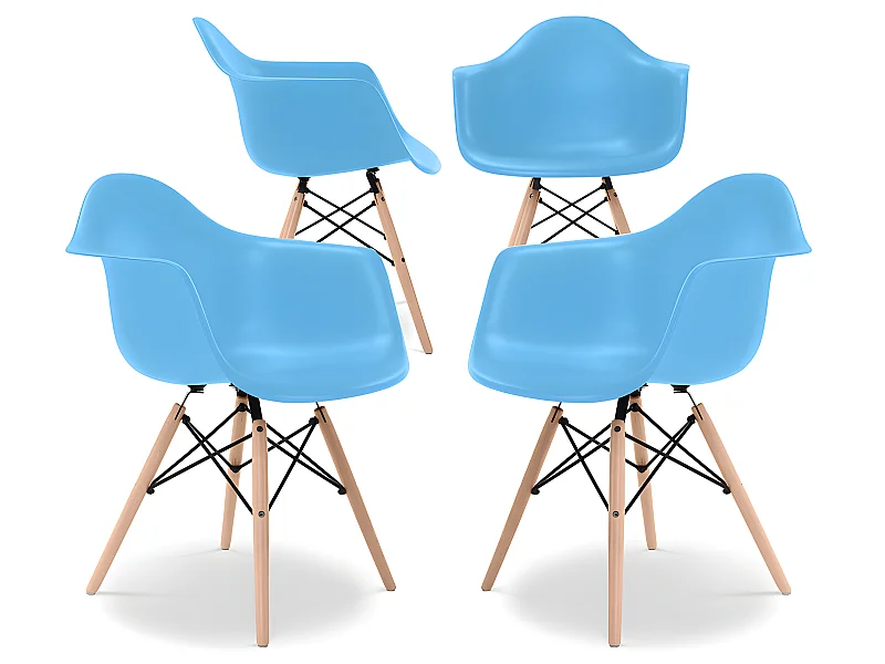 Silla de Comedor - Diseño Escandinavo - Patas de Madera - Pack de 4 - Nordika