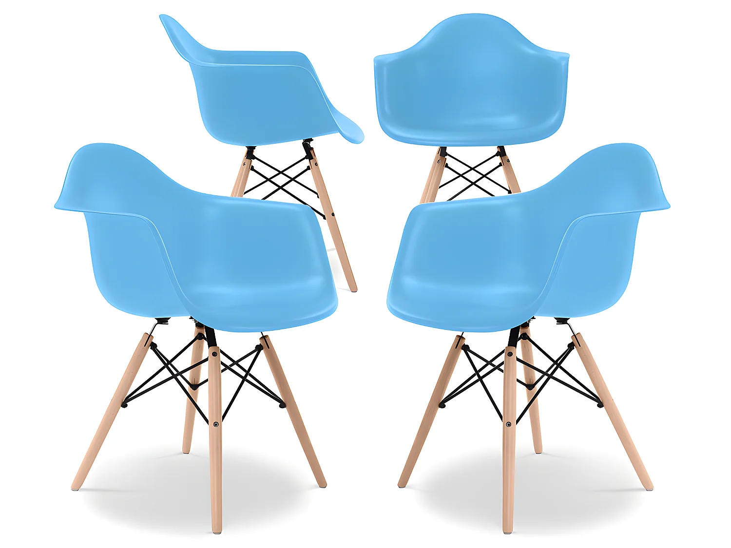 Silla de Comedor - Diseño Escandinavo - Patas de Madera - Pack de 4 - Nordika