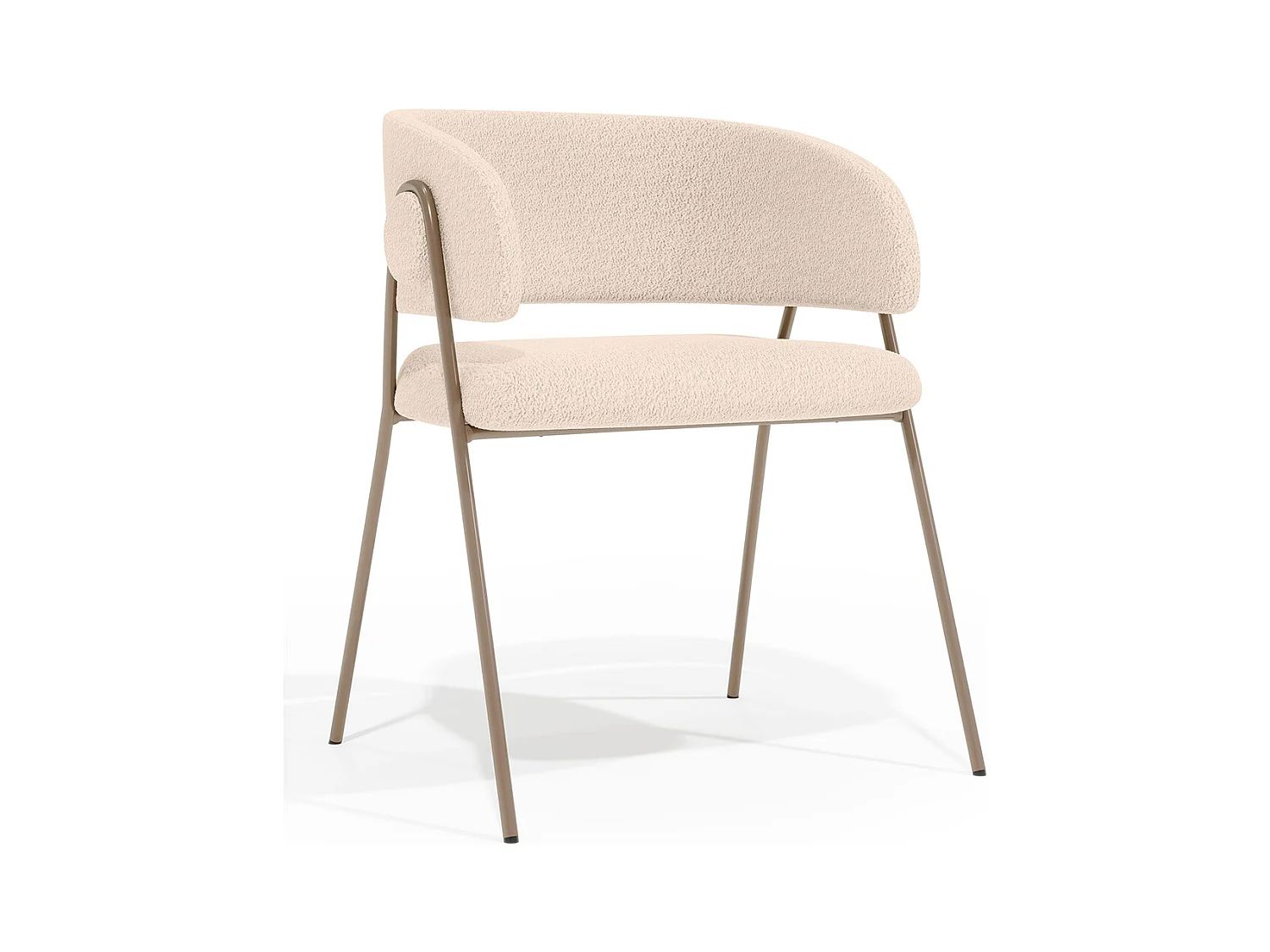 Chaise de salle à manger - Revêtue de tissu bouclé - Charke Ivoire