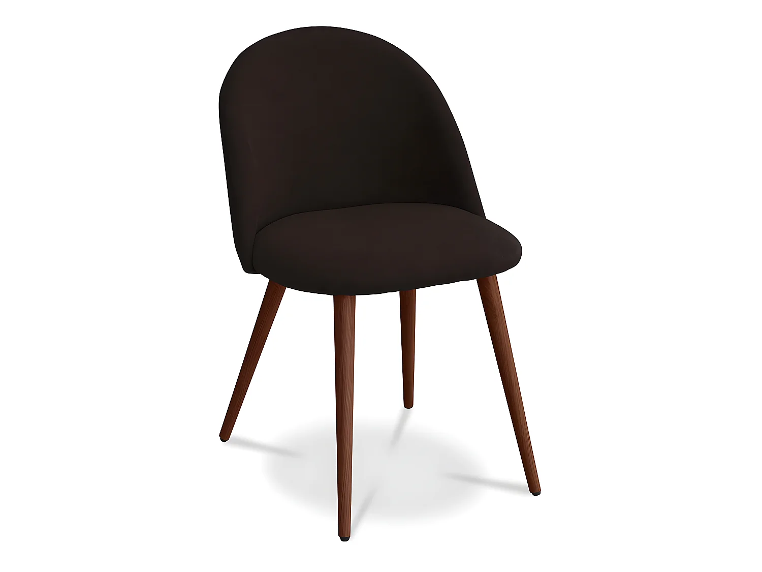 Chaise de salle à manger - Tapissée en tissu - Style scandinave - Evelyne Marron foncé