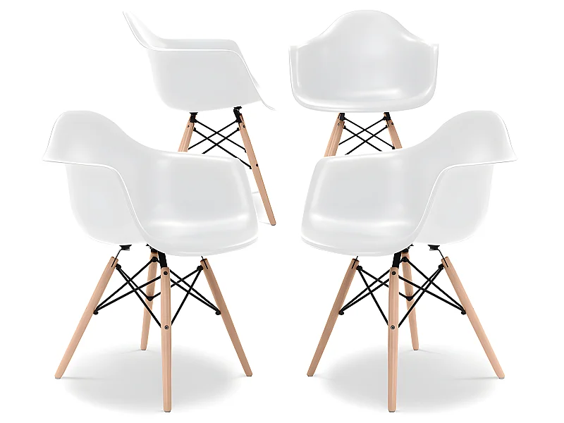 Silla de Comedor - Diseño Escandinavo - Patas de Madera - Pack de 4 - Nordika