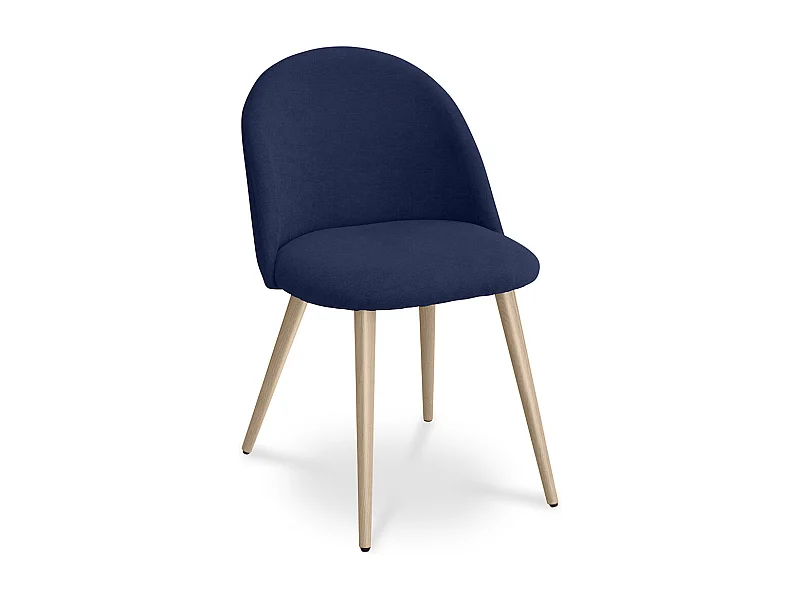 Chaise de salle à manger - Tapissée en tissu - Style scandinave - Evelyne Bleu foncé