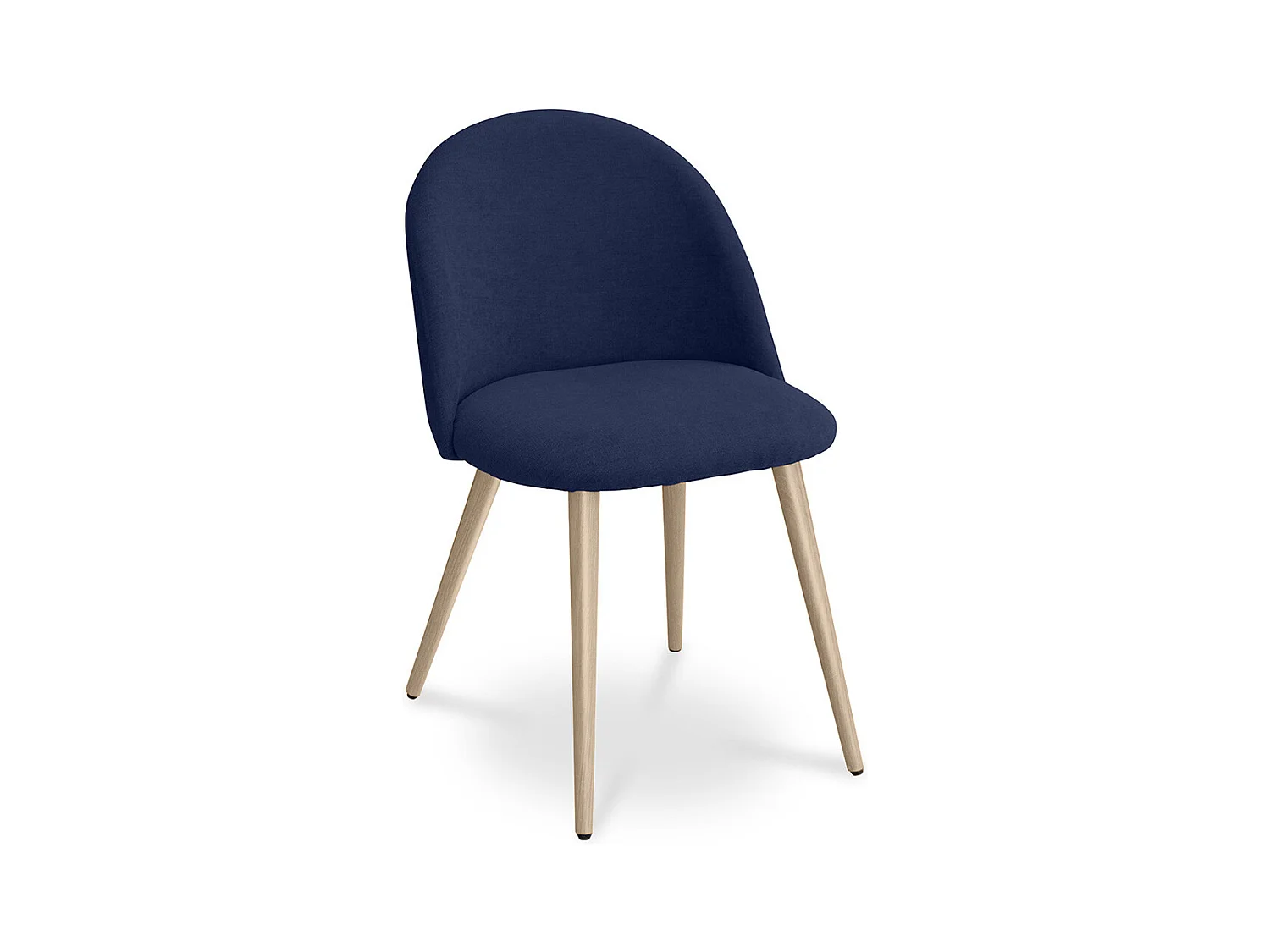 Chaise de salle à manger - Tapissée en tissu - Style scandinave - Evelyne Bleu foncé