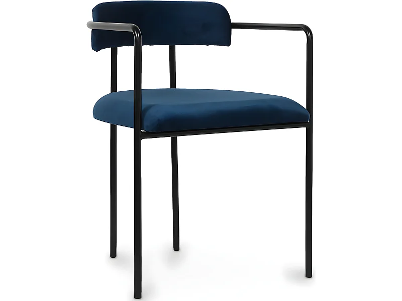 Chaise de salle à manger tapissée - Velours - Garne Bleu foncé