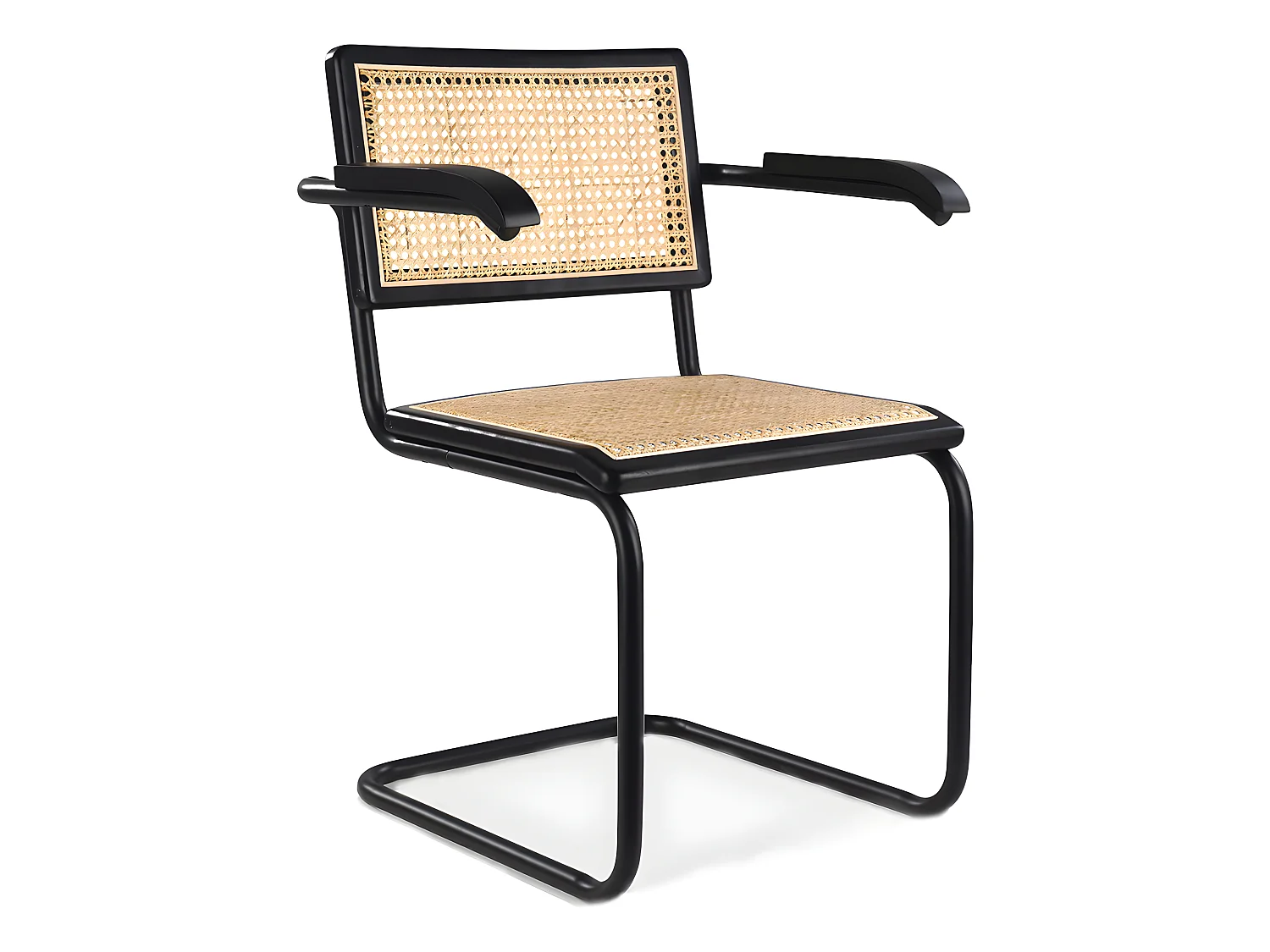 Esszimmerstuhl mit Armlehnen - Vintage - Holz und Rattan - Bastral