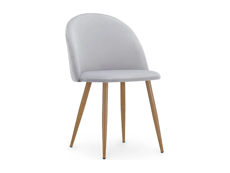 Chaise de Salle à Manger - Revêtue de Velours - Dossier avec Motif - Evelyne Gris clair