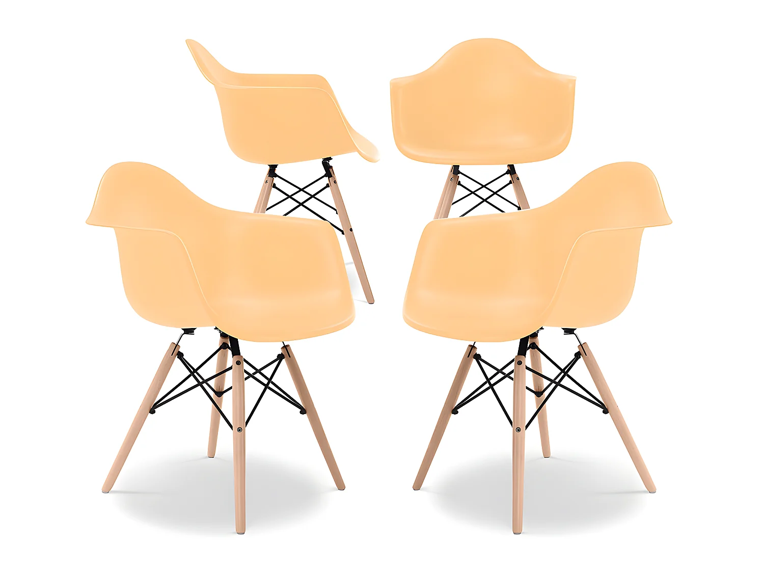 Chaise de Salle à Manger - Design Scandinave - Pieds en Bois - Lot de 4 - Nordika Orange pâle