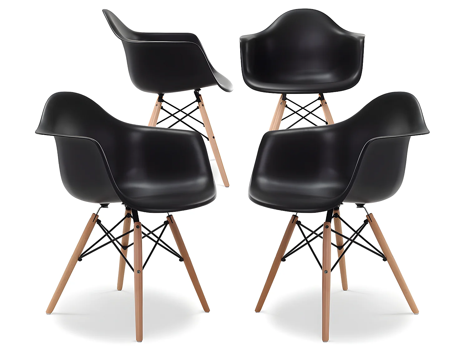 Chaise de Salle à Manger - Design Scandinave - Pieds en Bois - Lot de 4 - Nordika Noir