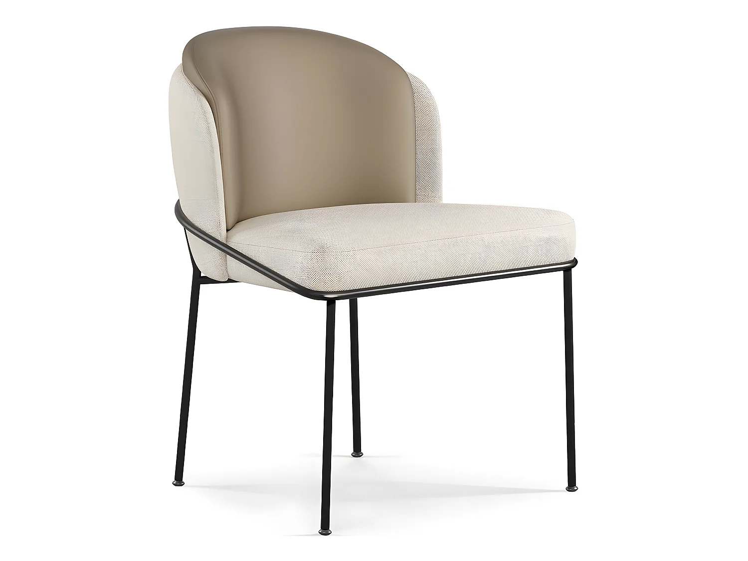Chaise de salle à manger - Tapissée en tissu - Amin Beige