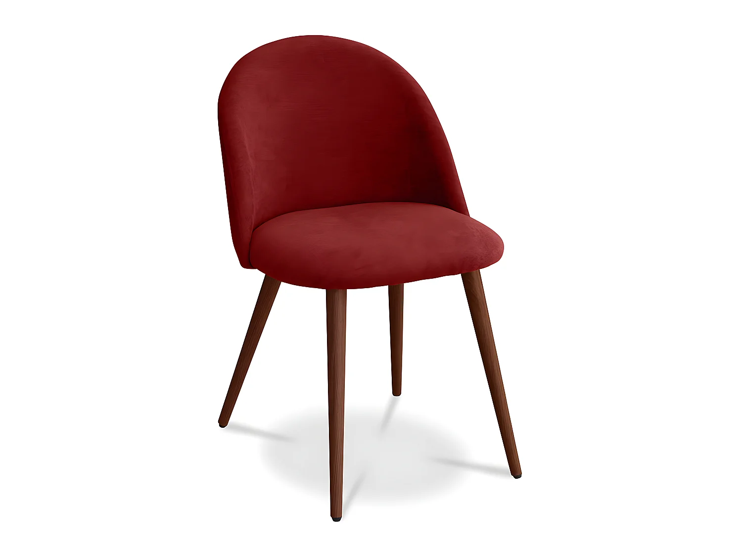 Chaise de salle à manger - Tapissée en tissu - Style scandinave - Evelyne Rouge