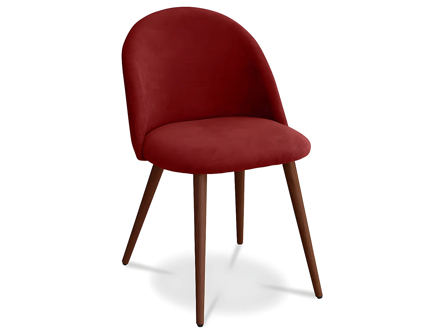 Chaise de salle à manger - Tapissée en tissu - Style scandinave - Evelyne Rouge