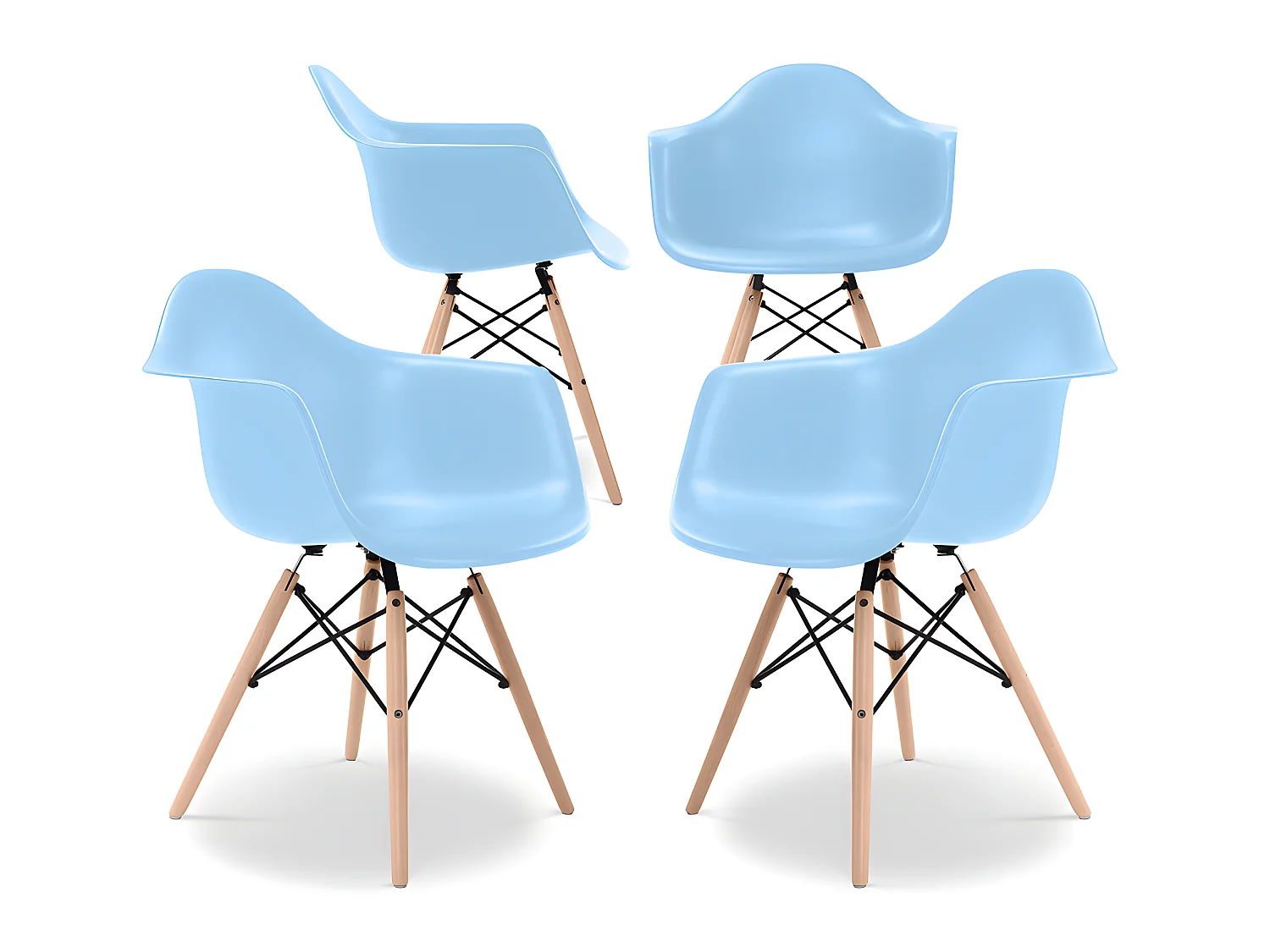 Silla de Comedor - Diseño Escandinavo - Patas de Madera - Pack de 4 - Nordika