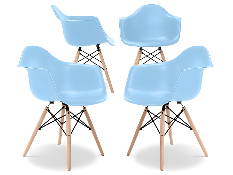 Sedia da Pranzo - Design Scandinavo - Gambe in Legno - Set di 4 - Nordika