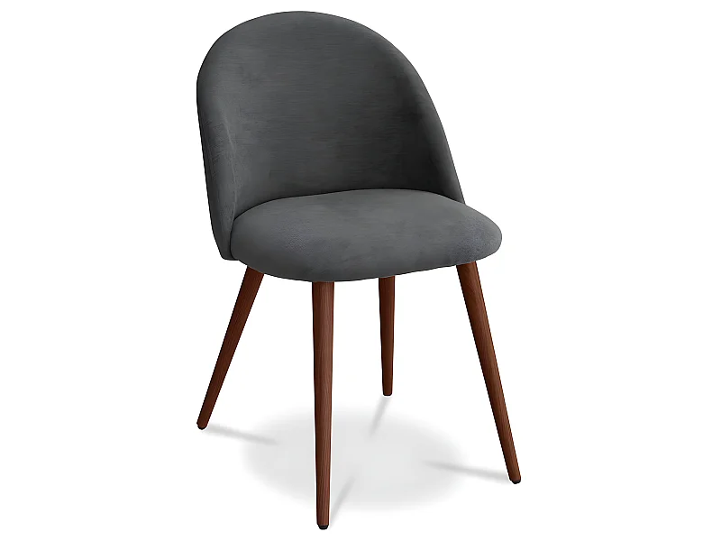 Chaise de salle à manger - Tapissée en tissu - Style scandinave - Evelyne Gris foncé