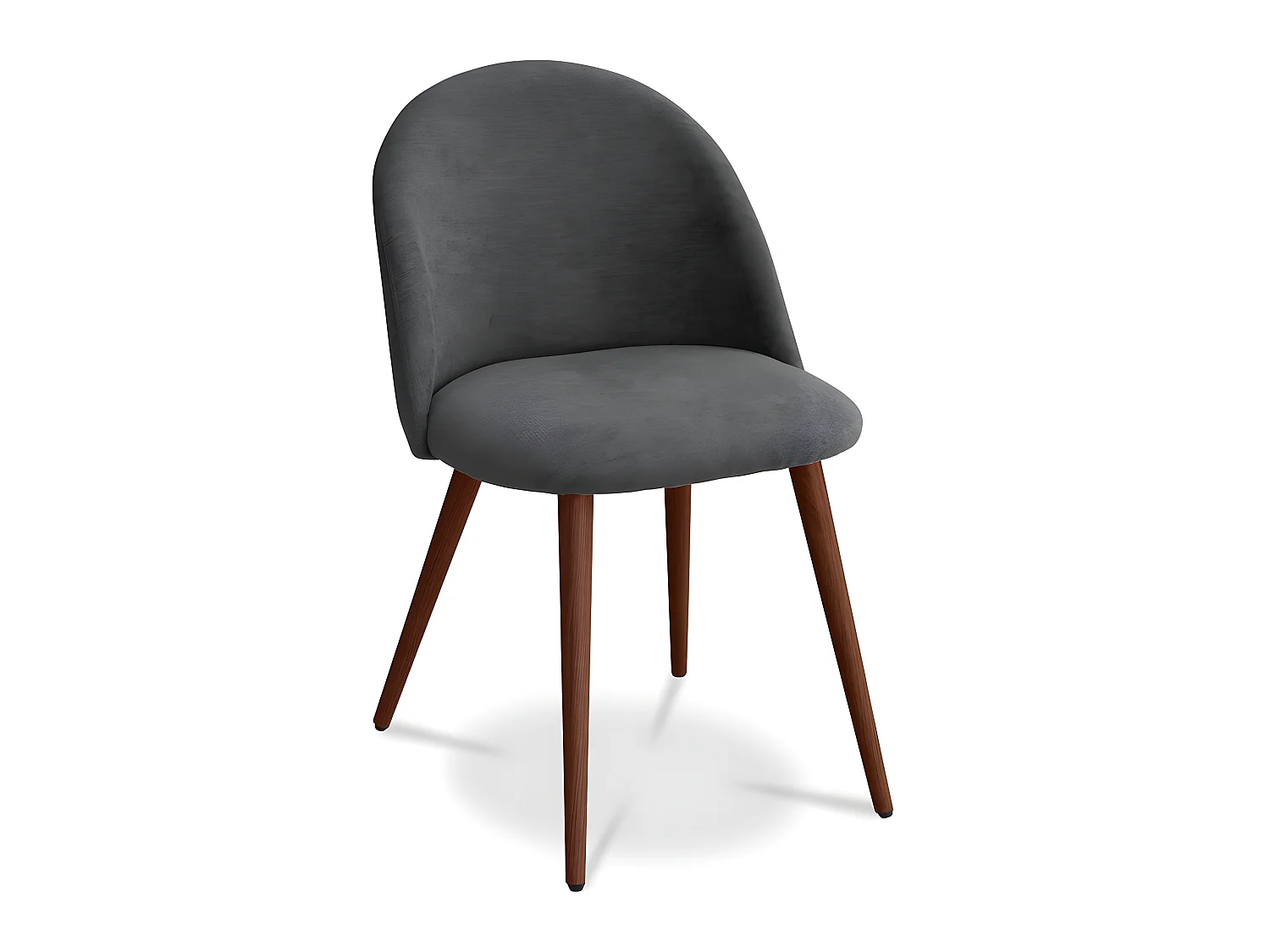 Chaise de salle à manger - Tapissée en tissu - Style scandinave - Evelyne Gris foncé