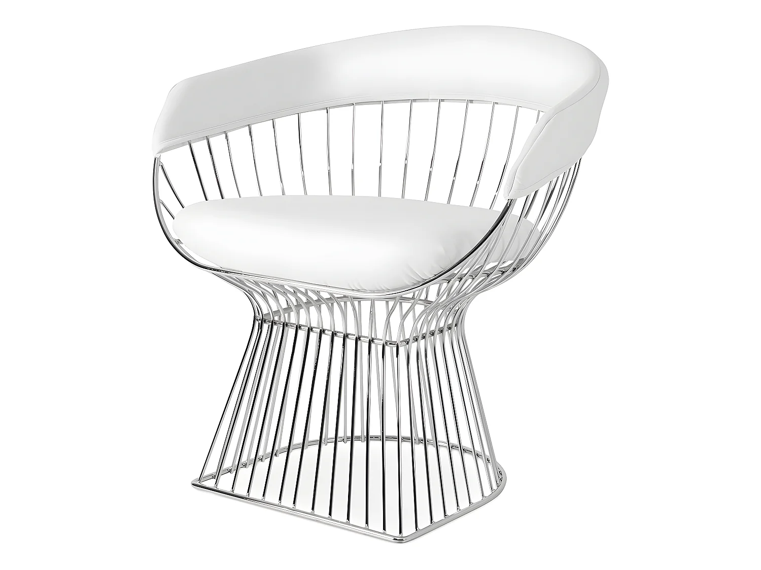 Chaise de salle à manger avec accoudoirs - Simili cuir et métal - Barrel Blanc