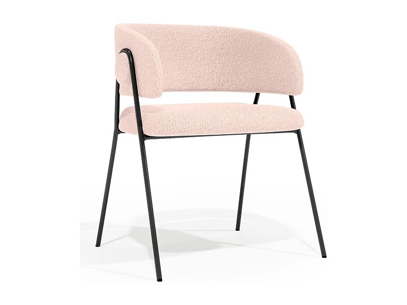 Chaise de salle à manger - Revêtue de tissu bouclé - Charke Ivoire