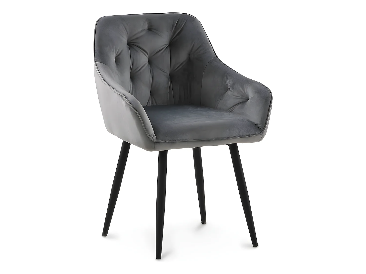 Chaise de salle à manger avec accoudoirs - tapissée de velours - Alene Gris foncé