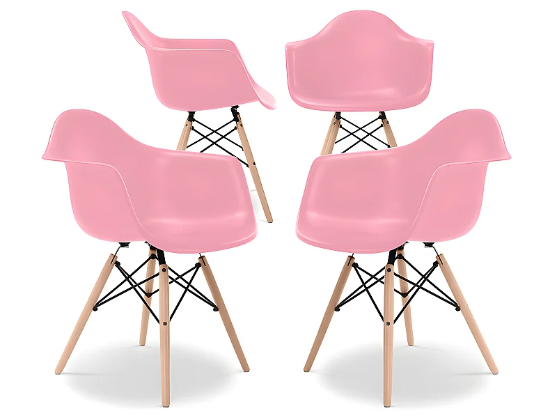 Sedia da Pranzo - Design Scandinavo - Gambe in Legno - Set di 4 - Nordika