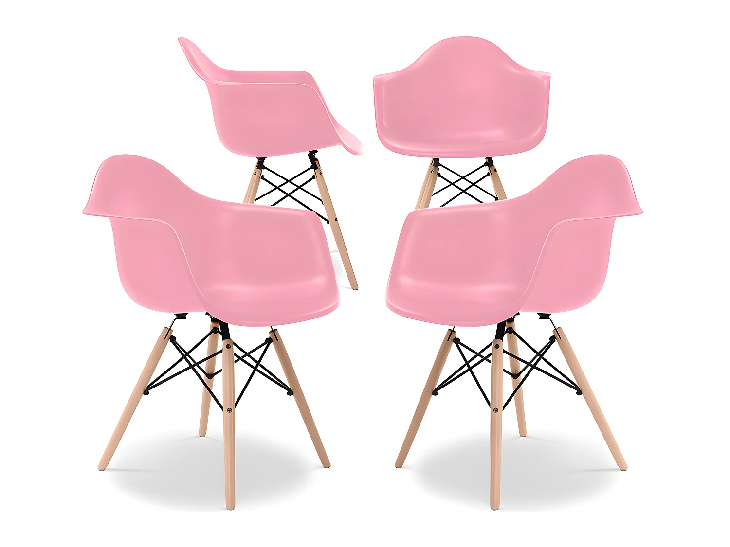 Chaise de Salle à Manger - Design Scandinave - Pieds en Bois - Lot de 4 - Nordika Rose