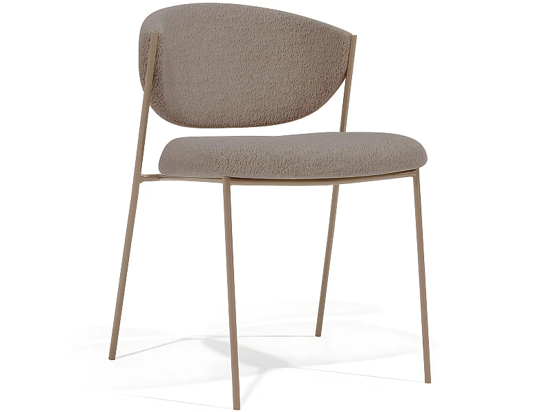 Chaise de salle à manger - Tapissée en tissu bouclé - Seda Taupe