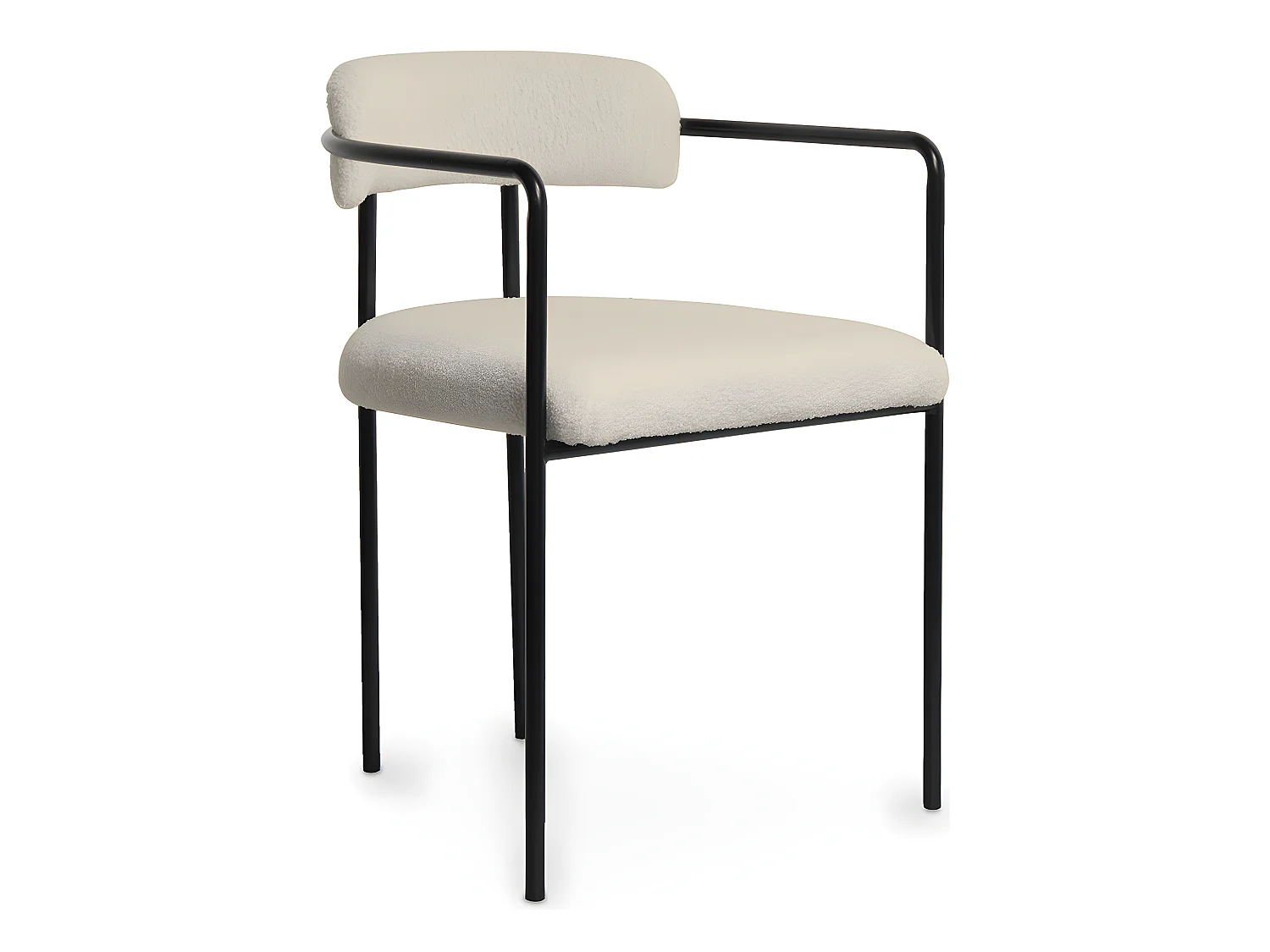 Chaise de salle à manger en bouclette fausse fourrure Tapissée - Boucles Blanches - Garne Blanc