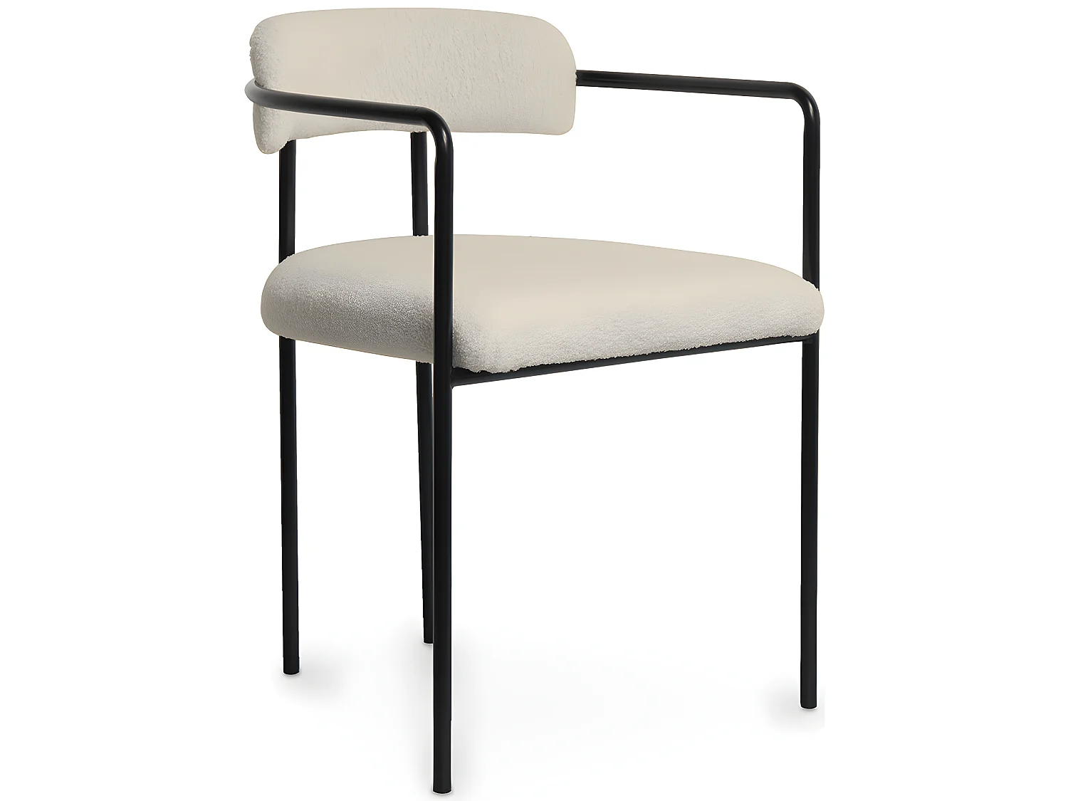 Chaise de salle à manger en bouclette fausse fourrure Tapissée - Boucles Blanches - Garne Blanc