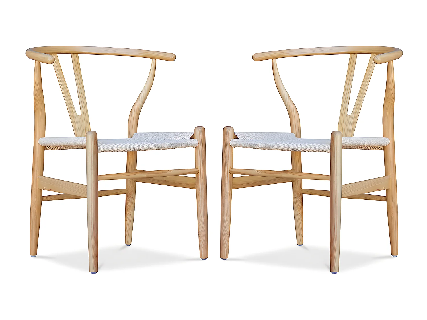 Lot de 2 chaises de salle à manger en bois - Style scandinave - Wish Bois naturel