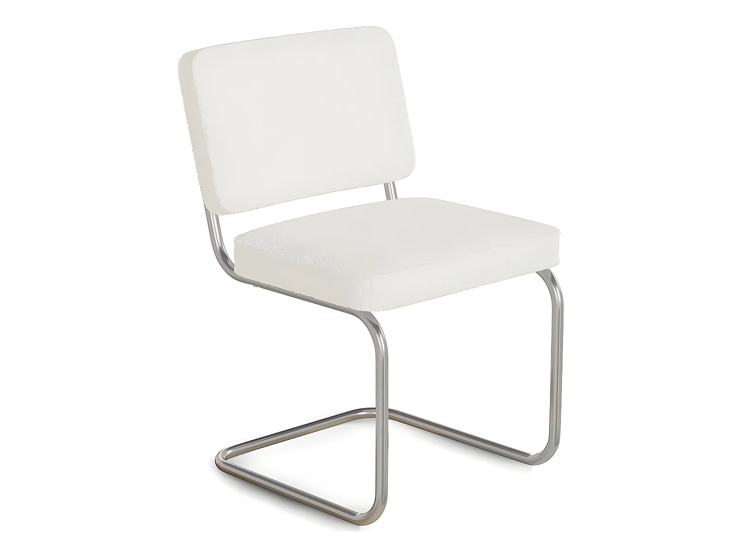 Chaise de salle à manger En Bouclette Fausse Fourrure Tapissée - Boucles Blanches - Henr Blanc