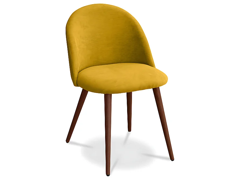 Chaise de salle à manger - Tapissée en tissu - Style scandinave - Evelyne Jaune