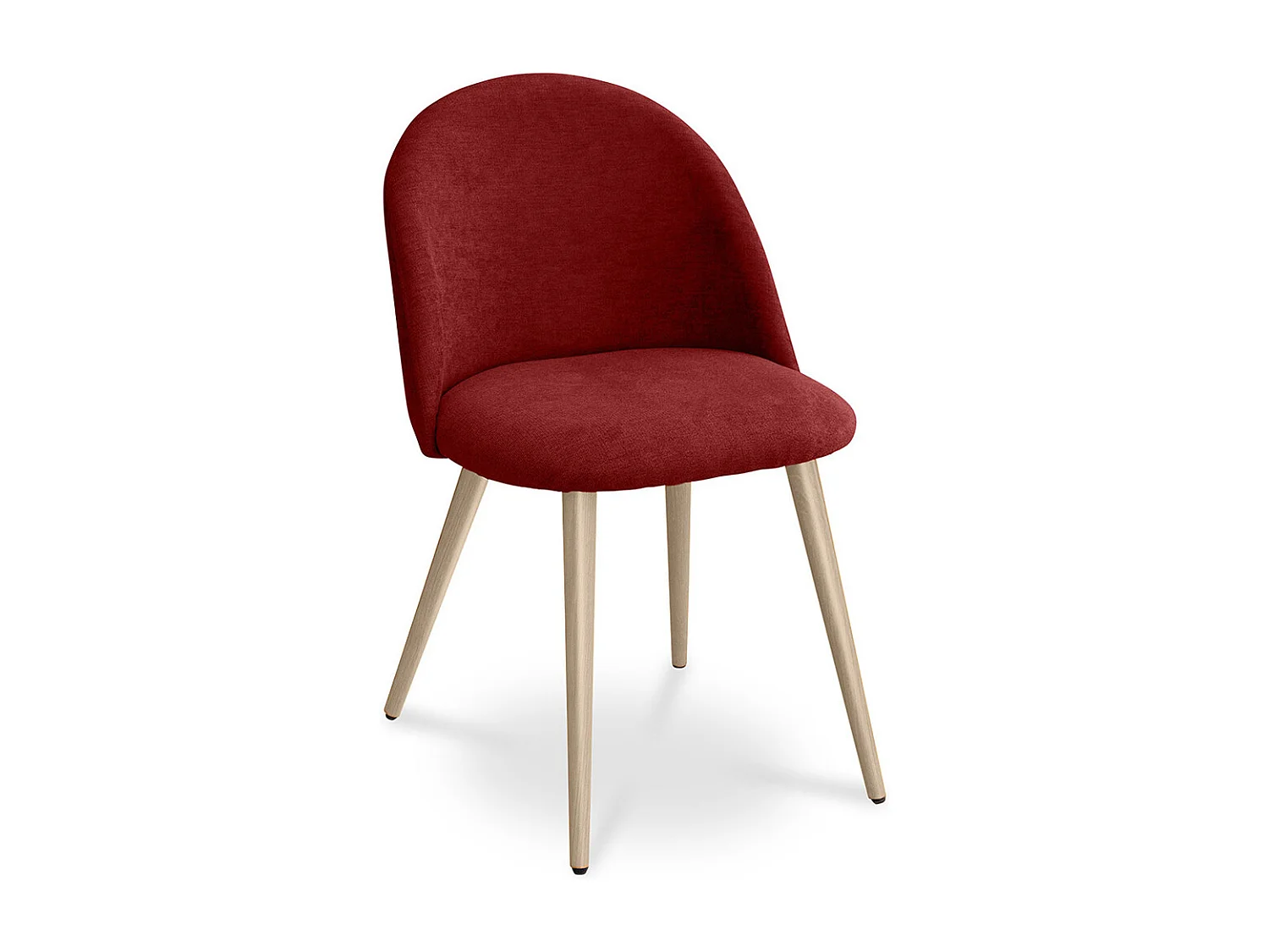 Chaise de salle à manger - Tapissée en tissu - Style scandinave - Evelyne Rouge