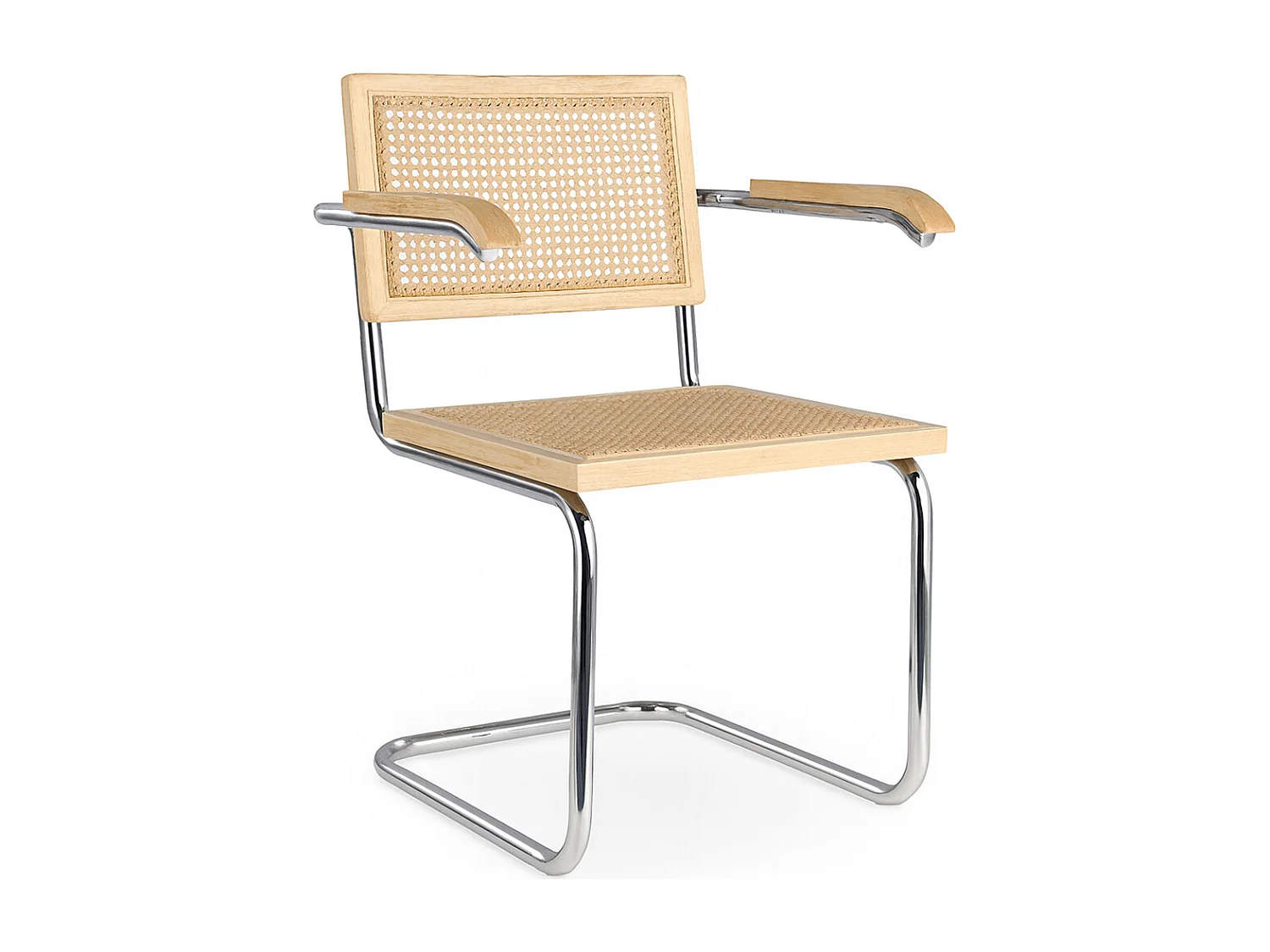 Esszimmerstuhl mit Armlehnen - Vintage Design - Holz und Rattan - Bruna