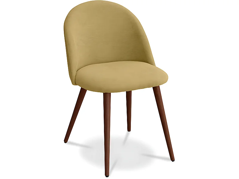 Chaise de salle à manger - Tapissée en tissu - Style scandinave - Evelyne Jaune Clair