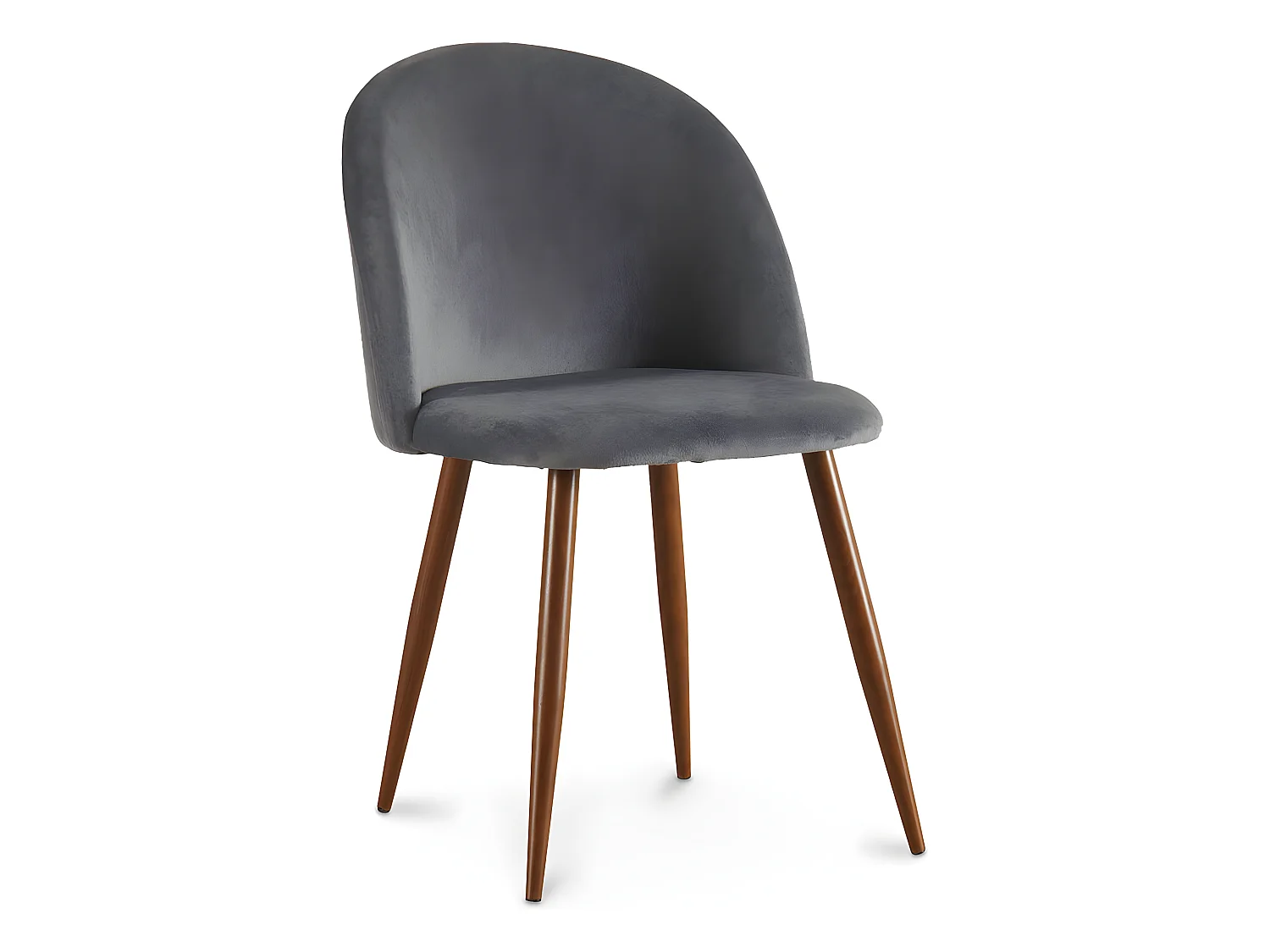 Chaise de salle à manger - Tapissée de velours - Design scandinave - Evelyne Gris foncé