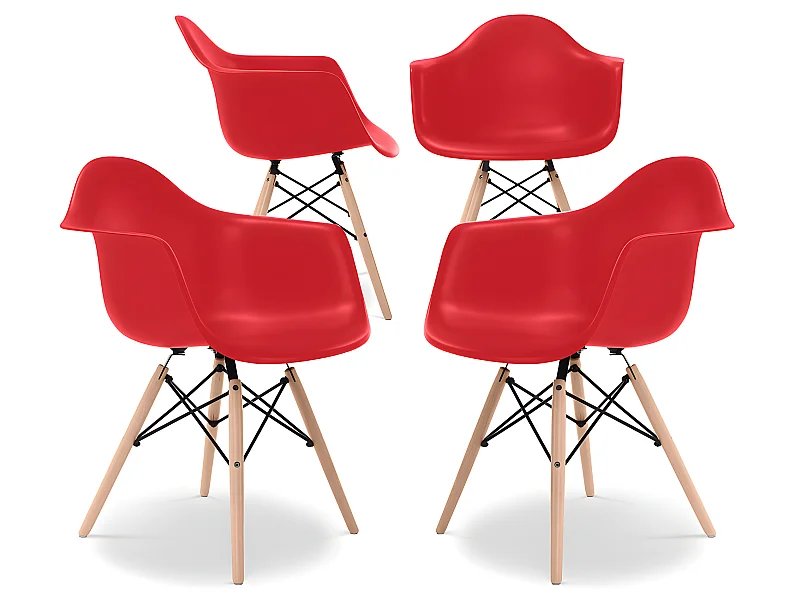 Silla de Comedor - Diseño Escandinavo - Patas de Madera - Pack de 4 - Nordika