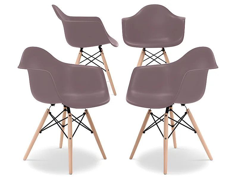 Chaise de Salle à Manger - Design Scandinave - Pieds en Bois - Lot de 4 - Nordika Taupe