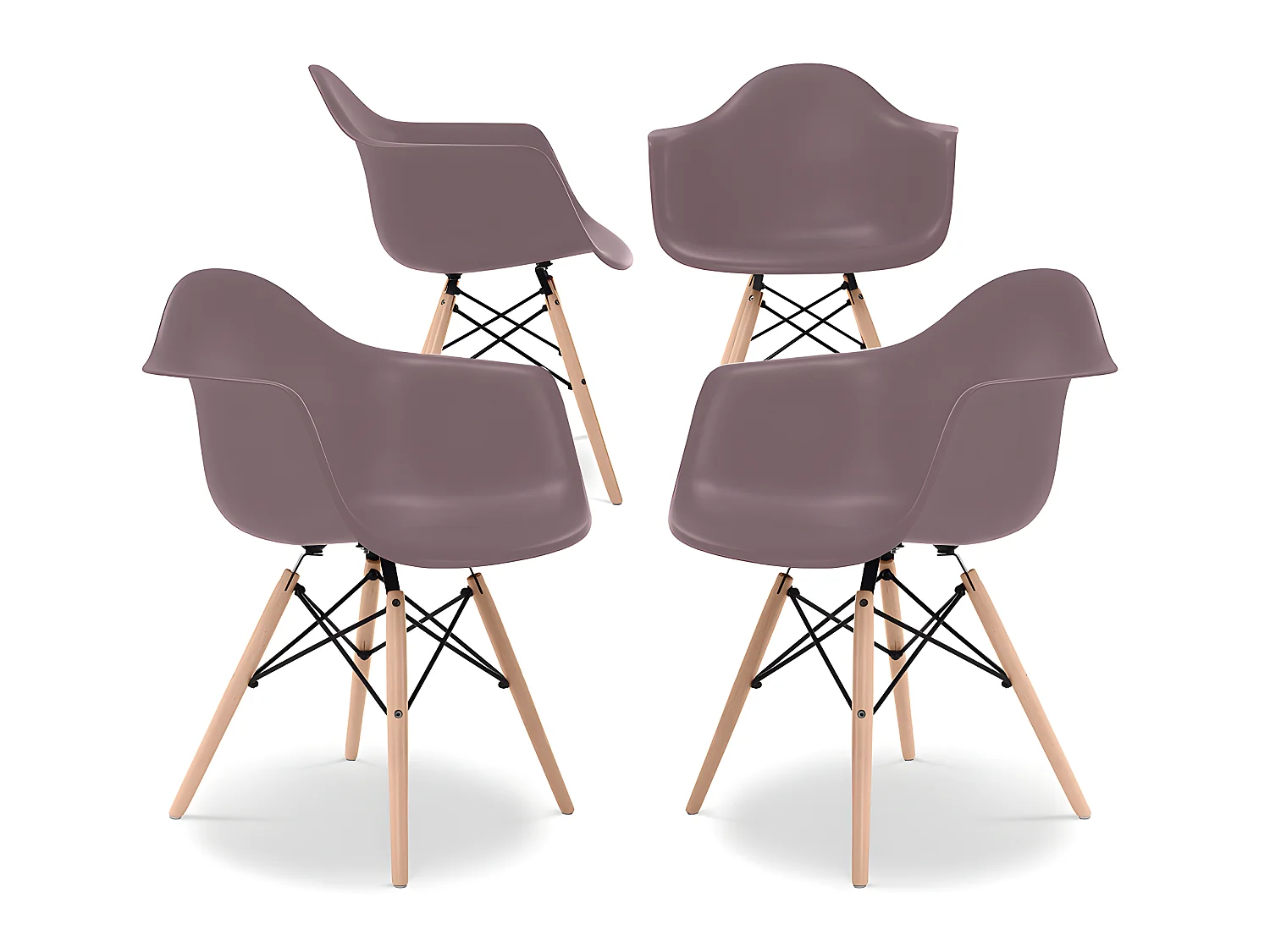 Chaise de Salle à Manger - Design Scandinave - Pieds en Bois - Lot de 4 - Nordika Taupe