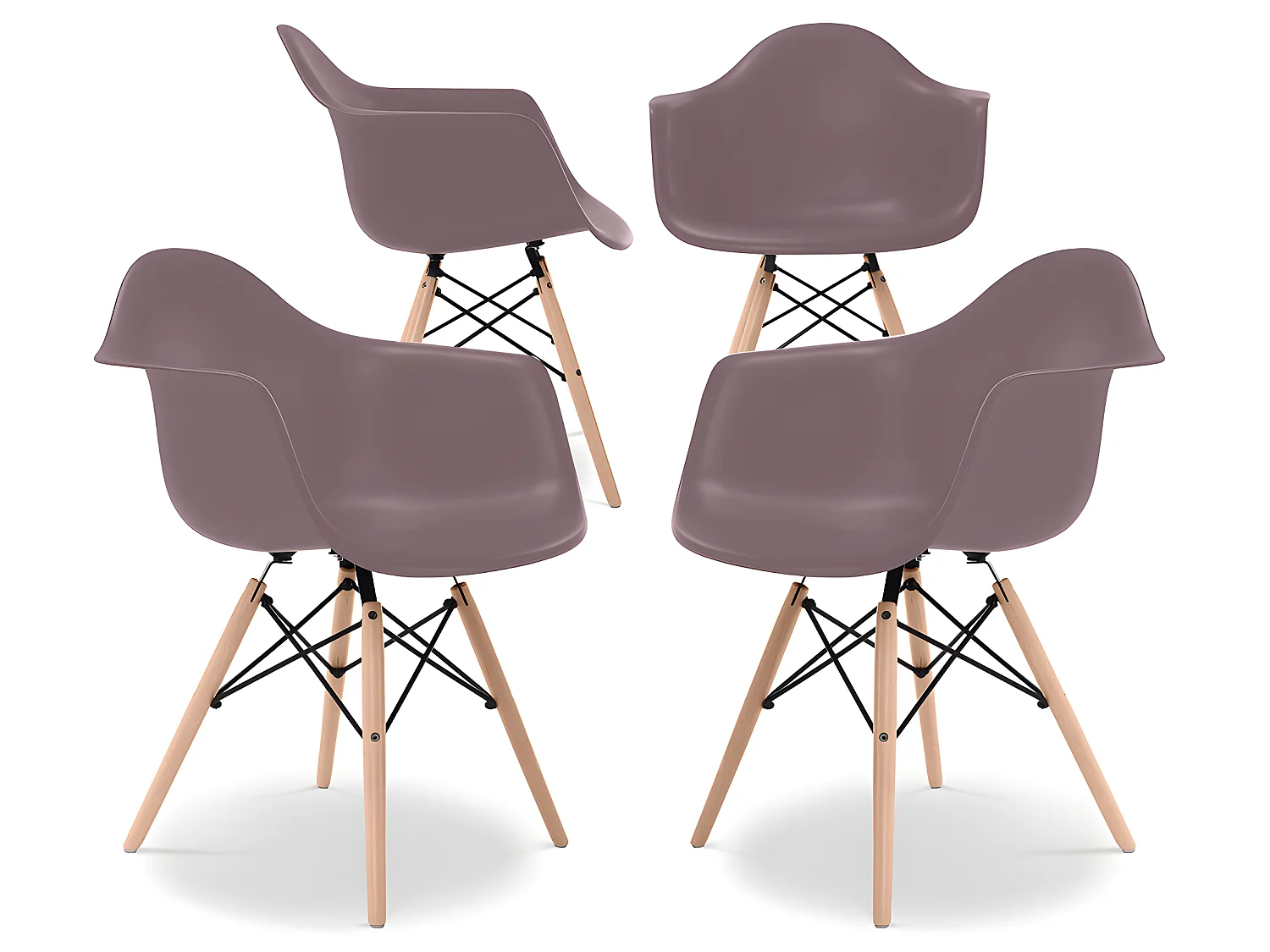 Chaise de Salle à Manger - Design Scandinave - Pieds en Bois - Lot de 4 - Nordika Taupe