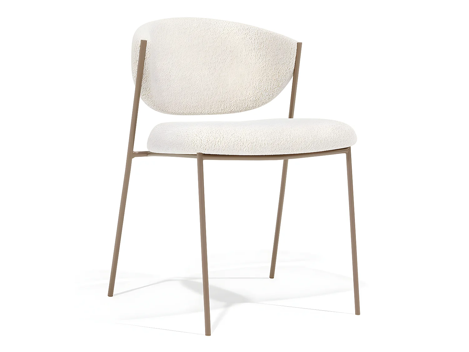 Chaise de salle à manger - Tapissée en tissu bouclé - Seda Blanc