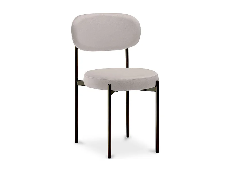 Chaise de salle à manger - Revêtue de velours - Métal noir - Margot Beige