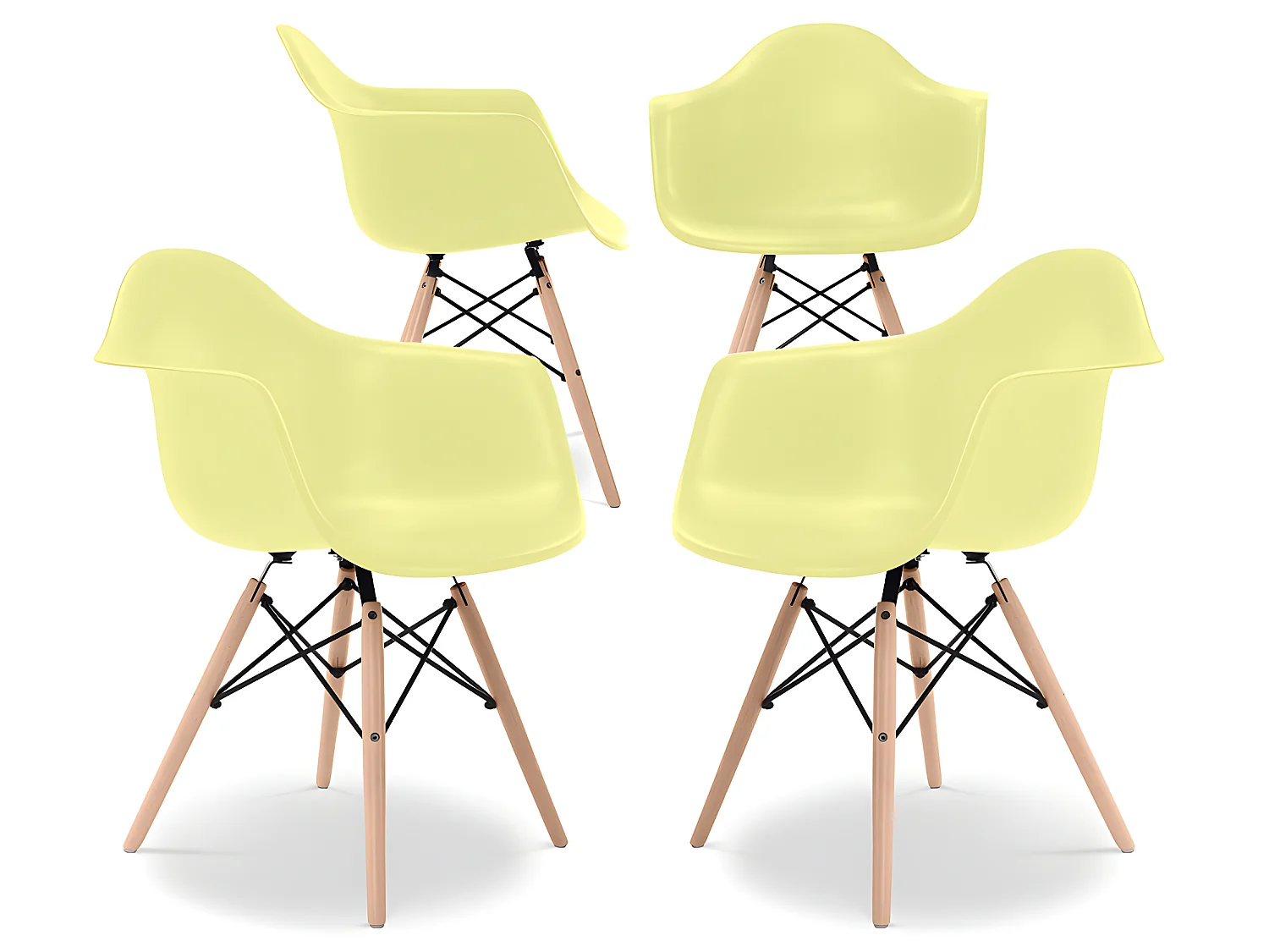 Sedia da Pranzo - Design Scandinavo - Gambe in Legno - Set di 4 - Nordika