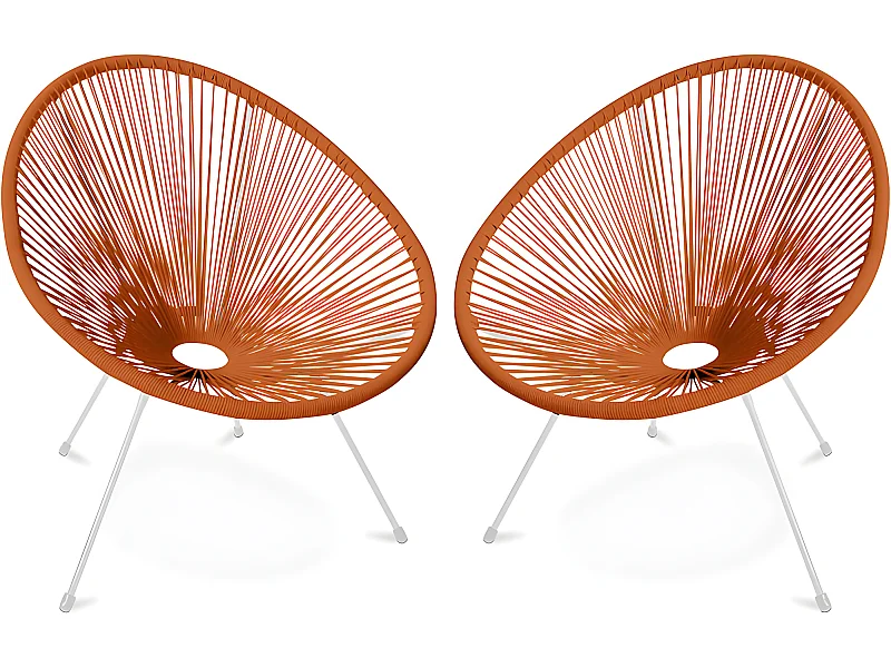 Pack Fauteuil Acapulco - Piétement Blanc x2 - Nouvelle Édition Orange