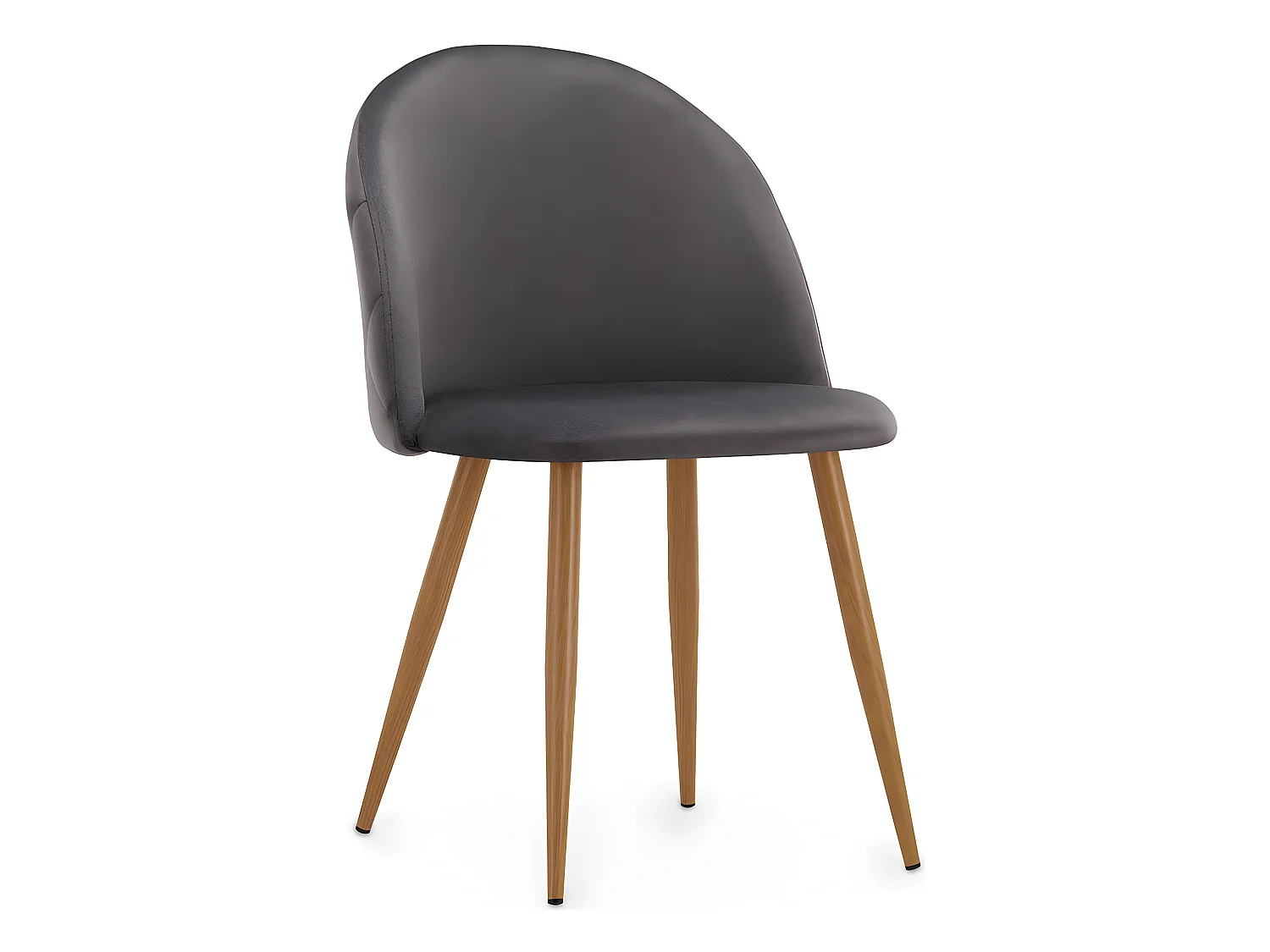 Chaise de Salle à Manger - Revêtue de Velours - Dossier avec Motif - Evelyne Gris foncé