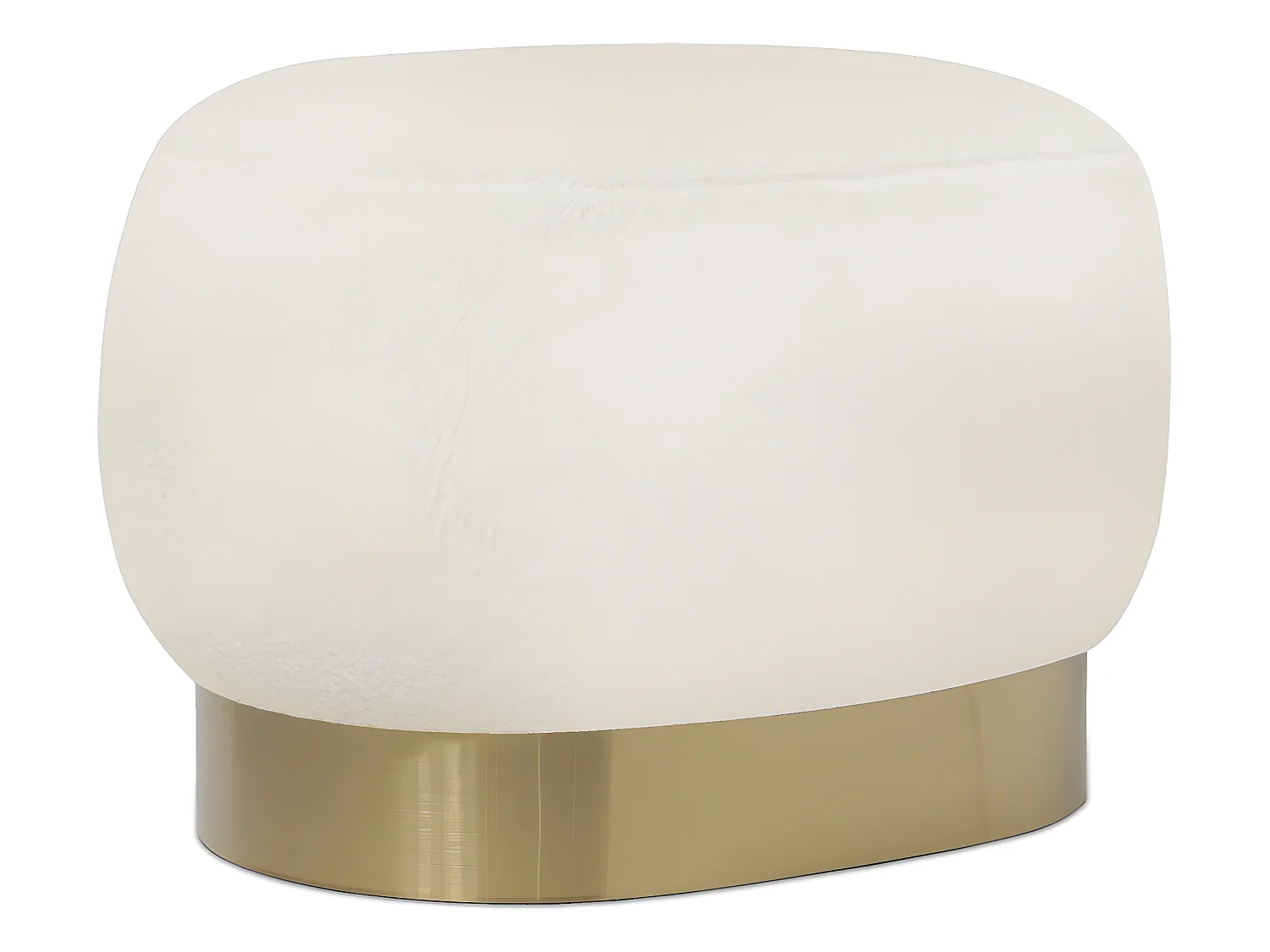 Pouf en bouclette fausse fourrure Tapissée - Boucles Blanches - Luxe Blanc