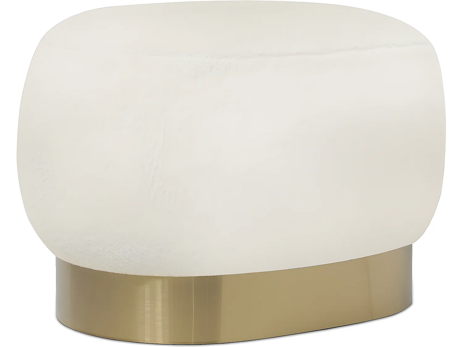 Pouf en bouclette fausse fourrure Tapissée - Boucles Blanches - Luxe Blanc